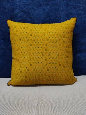 POSA Homes Yellow Printed Cotton Cushion Cover, Decorative Throw Pillow Case Cushion Cover, Home Decor Cushion Cover 1