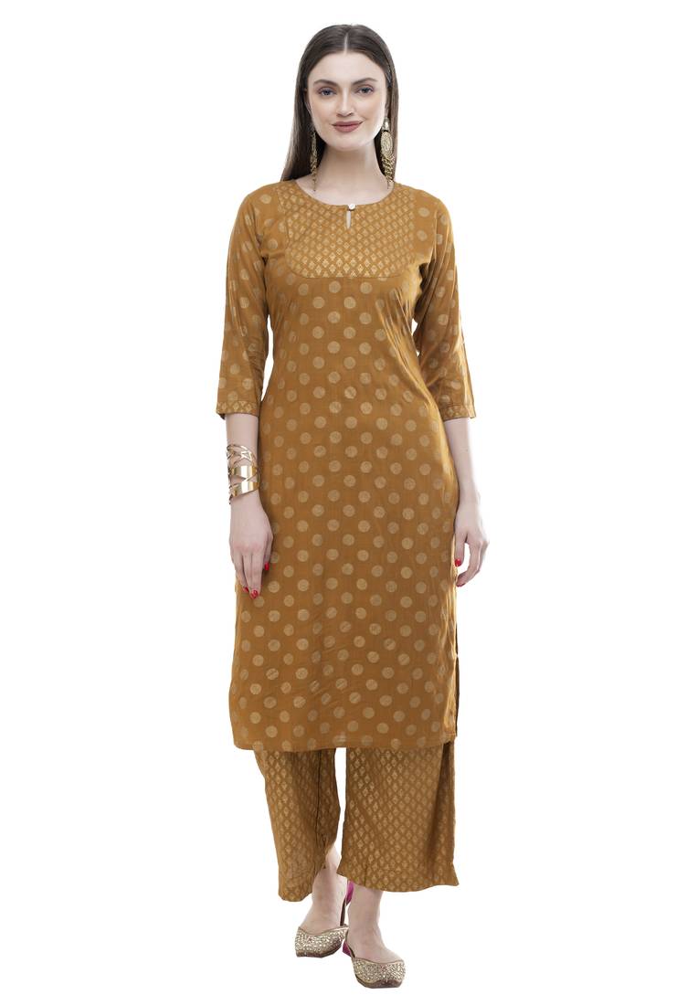 Lagi women straight floral embroidery rayon kurta with palazzo(MRP05)