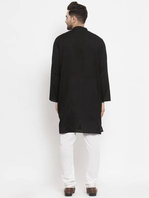 Black woven cotton men-kurtas 2