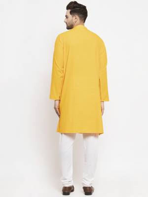 Yellow woven cotton men-kurtas 2