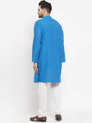 Blue woven cotton men-kurtas 2