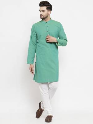 Green woven cotton men-kurtas 1
