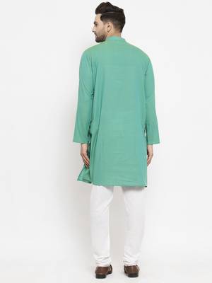 Green woven cotton men-kurtas 2