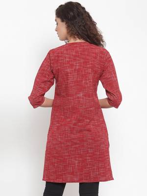 Red woven cotton kurtas-and-kurtis 2