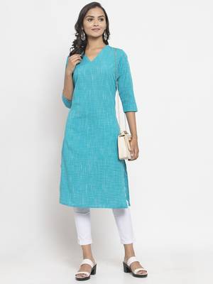 Blue woven cotton kurtas-and-kurtis 2