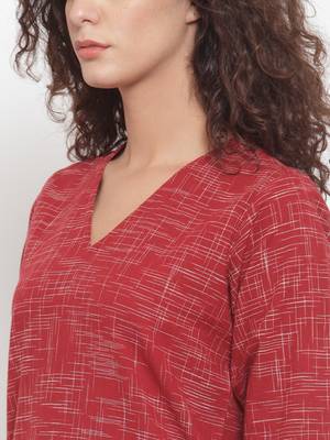 Red woven cotton kurtas-and-kurtis 5