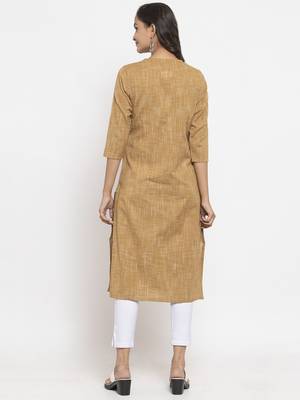 Beige woven cotton kurtas-and-kurtis 2