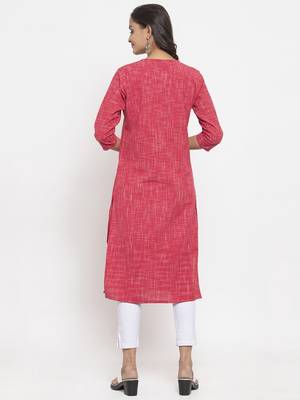 Pink woven cotton kurtas-and-kurtis 2