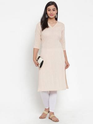 Beige woven cotton kurtas-and-kurtis 1
