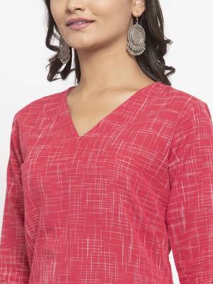 Pink woven cotton kurtas-and-kurtis 5