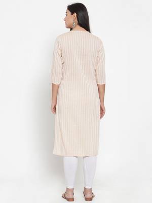 Beige woven cotton kurtas-and-kurtis 2