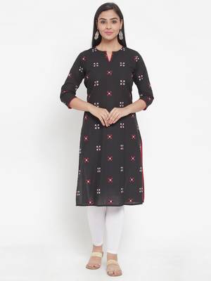 Black woven cotton kurtas-and-kurtis 1