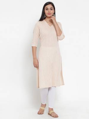 Beige woven cotton kurtas-and-kurtis 3