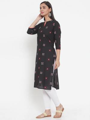 Black woven cotton kurtas-and-kurtis 3