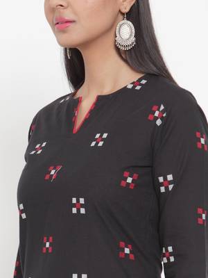 Black woven cotton kurtas-and-kurtis 4