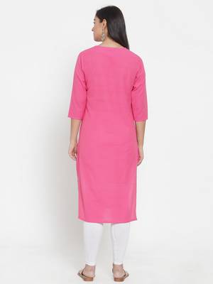 Pink woven cotton kurtas-and-kurtis 2