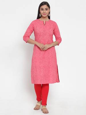 Pink printed cotton kurtas-and-kurtis 1