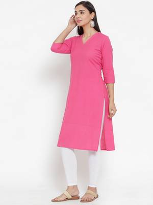 Pink woven cotton kurtas-and-kurtis 3