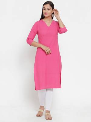 Pink woven cotton kurtas-and-kurtis 4