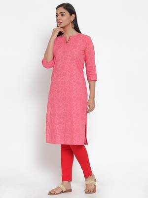 Pink printed cotton kurtas-and-kurtis 3