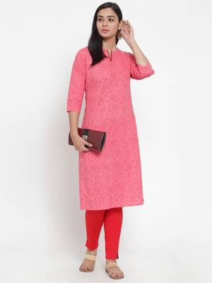 Pink printed cotton kurtas-and-kurtis 4