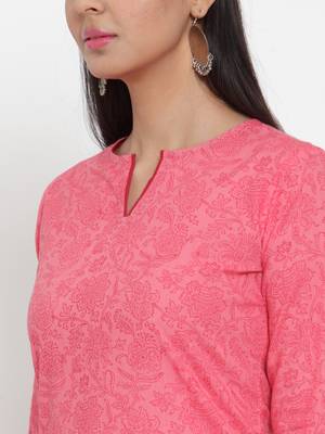 Pink printed cotton kurtas-and-kurtis 5