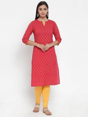 Red printed cotton kurtas-and-kurtis 1