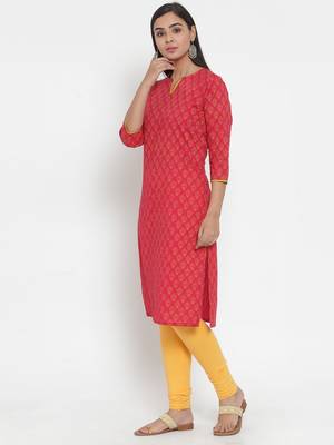 Red printed cotton kurtas-and-kurtis 3
