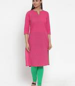 Green printed cotton kurtas-and-kurtis