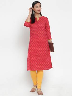 Red printed cotton kurtas-and-kurtis 4