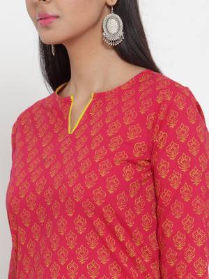 Red printed cotton kurtas-and-kurtis 5