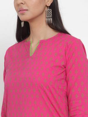 Green printed cotton kurtas-and-kurtis 5