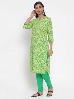 Green printed cotton kurtas-and-kurtis 3