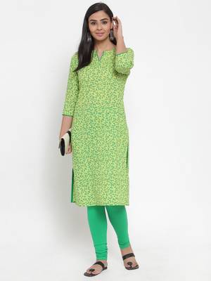 Green printed cotton kurtas-and-kurtis 4