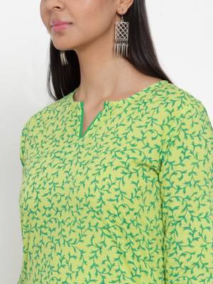 Green printed cotton kurtas-and-kurtis 5