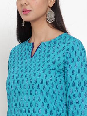 Navy-blue printed cotton kurtas-and-kurtis 5