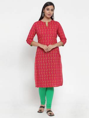 Red printed cotton kurtas-and-kurtis 1