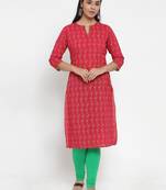 Red printed cotton kurtas-and-kurtis