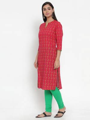 Red printed cotton kurtas-and-kurtis 3