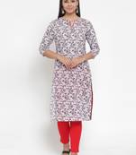 Navy-blue printed cotton kurtas-and-kurtis