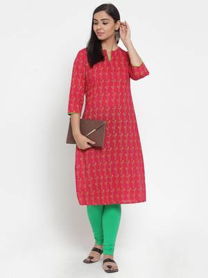 Red printed cotton kurtas-and-kurtis 4