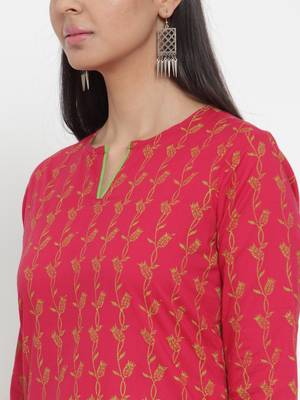 Red printed cotton kurtas-and-kurtis 5