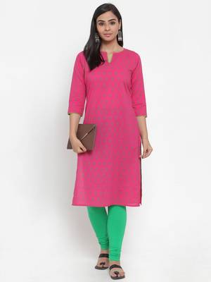 Magenta printed cotton kurtas-and-kurtis 1