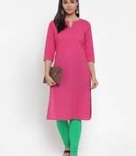 Magenta printed cotton kurtas-and-kurtis
