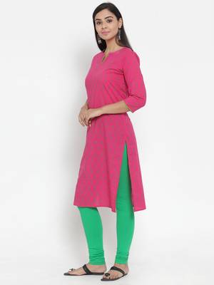 Magenta printed cotton kurtas-and-kurtis 3