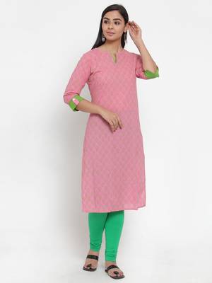Pink printed cotton kurtas-and-kurtis 1