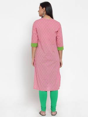 Pink printed cotton kurtas-and-kurtis 2