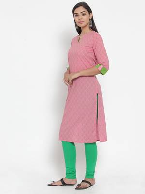 Pink printed cotton kurtas-and-kurtis 3