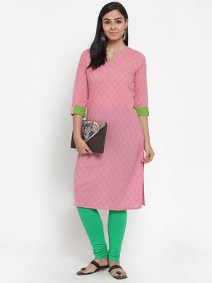 Pink printed cotton kurtas-and-kurtis 4