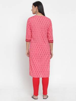 Pink printed cotton kurtas-and-kurtis 2